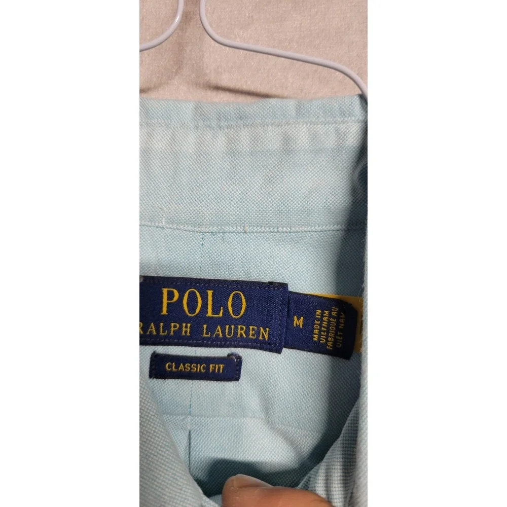 Blue White Tie Dye Ls Button Up Polo Ralph Lauren 100% Linen Men's Shirt Size M